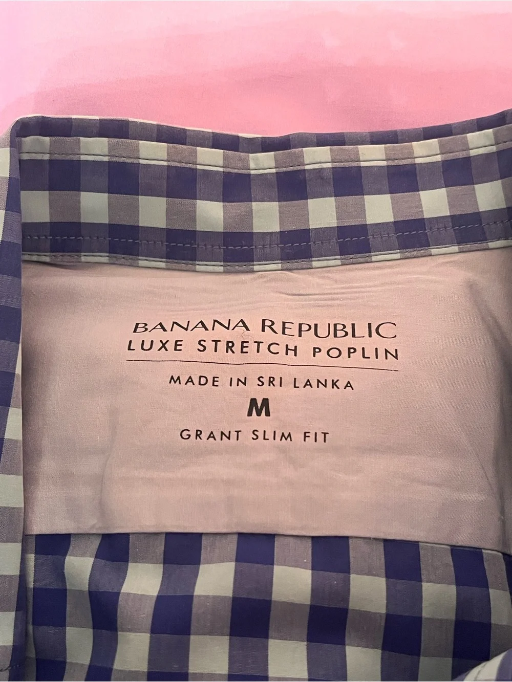 Banana Republic Men's Blue and White Gingham Button-Down Shirt